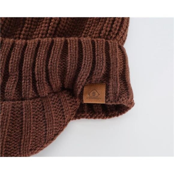 Men's Winter Hat Thick Knit Beanie Cap Coffee - Picture 6 of 6
